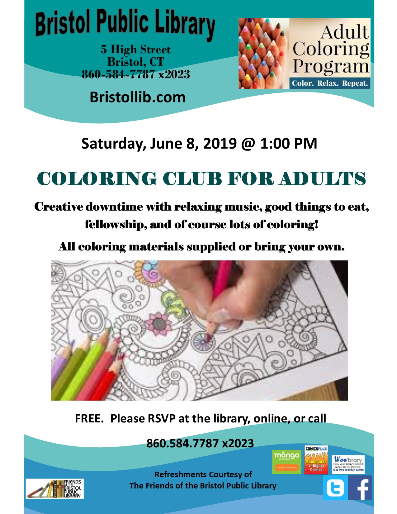 Coloring Club for Adults Bristol Public Library