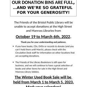 Friends of the Library Temporarily Halt Book and Media Donations - Thumbnail