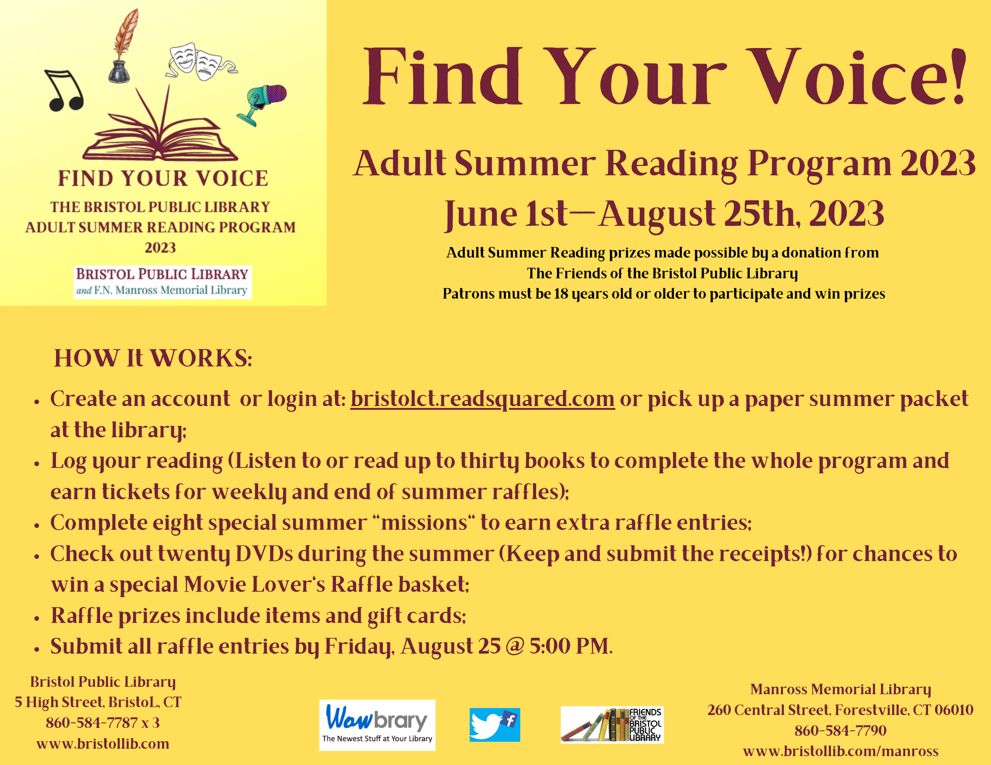 Adult Summer Reading Program 2023 Ends Bristol Public Library 