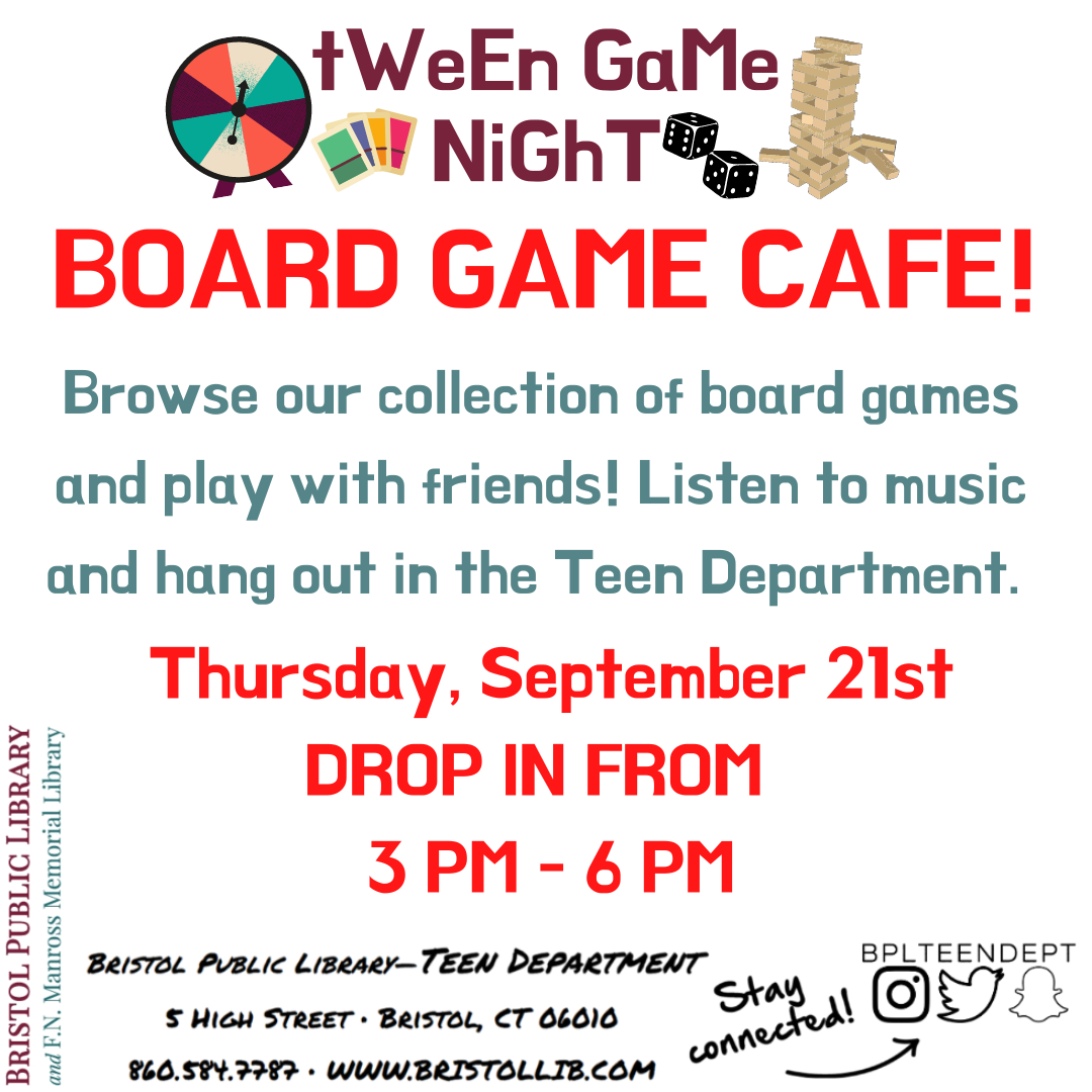 Board Game Night Board Came Cafe Bristol Public Library