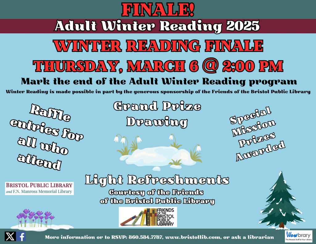 Flier for Winter Reading finale, March 6, 2025 @ 2:00 PM