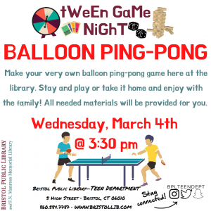 Tween Game Night: Balloon Ping Pong - Thumbnail