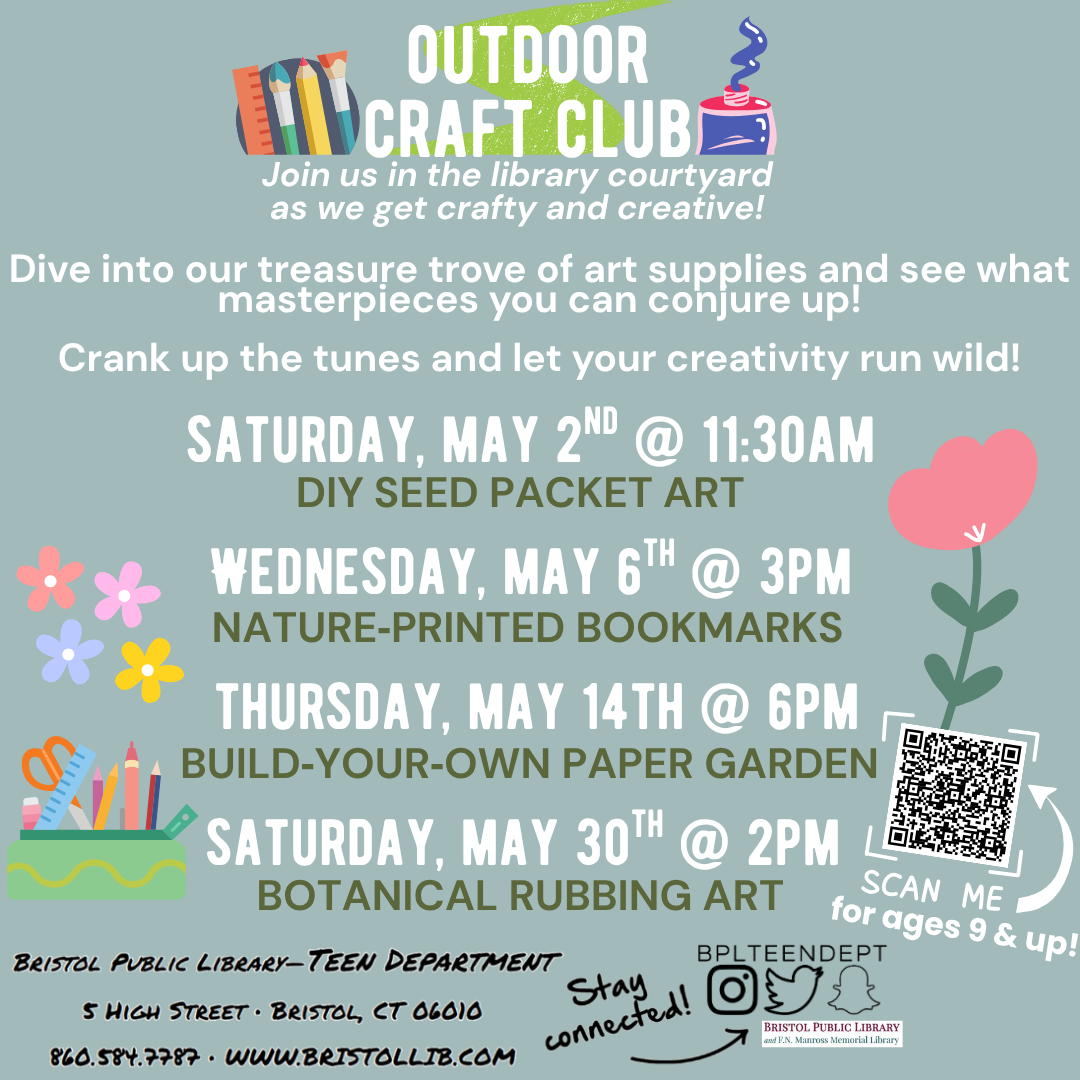 Banner - Outdoor Craft Club: Crafts in the Library Courtyard