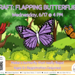 Forest background with large butterflies at center with purple text.