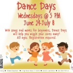 Four children dance under spotlight on white background.