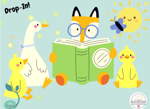 Animals ready a book with a happy sun.