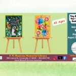 Two artworks on easels.