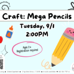 Large yellow pencil on blue background at right of black text.