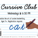 Hand holding pen writes cursive under black text.