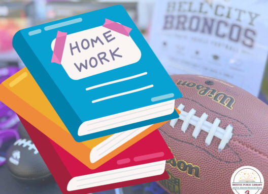 A stack of homework books with a Cell City Broncos background
