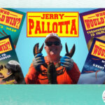 A photo of the author, a lobster, and his books.