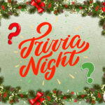 Holiday-festive Trivia Night with questions marks.
